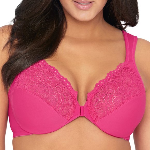 Set of 3! 42H Glamorise ELEGANCE Bra (UNDERWIRED) Lace STRETCH-STRAPS Pink NEW - Picture 3 of 12